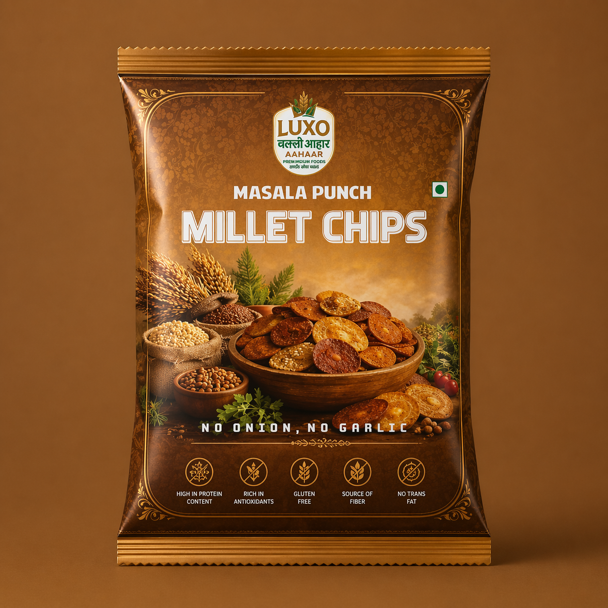 Luxo Aahaar Masala Punch Millet Chips ( 150 GM )