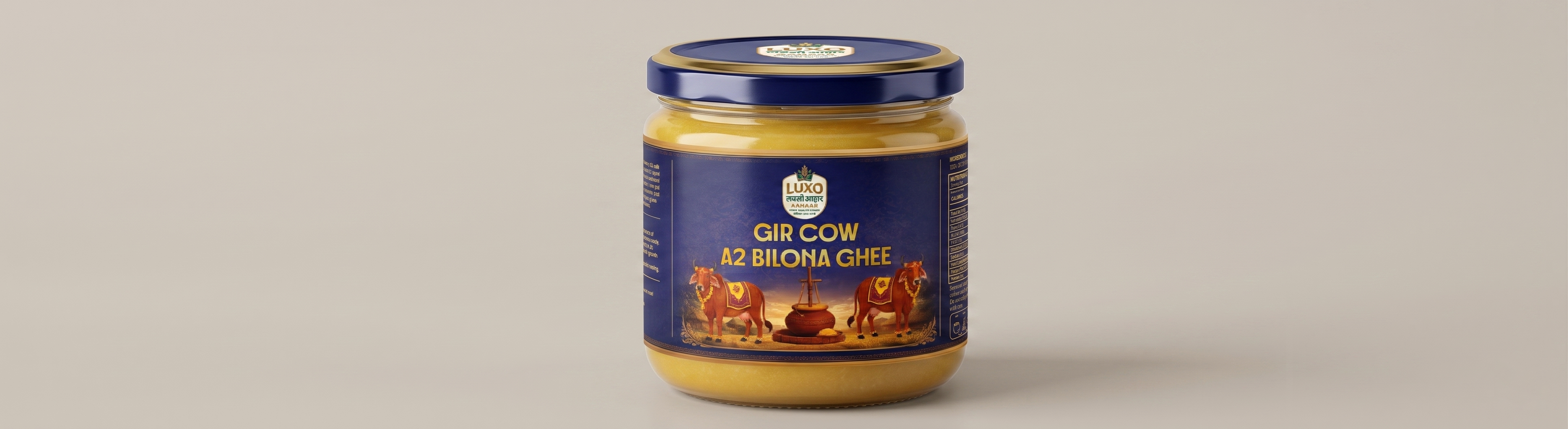Luxo Aahaar Gir Cow A2 Bilona Ghee ( 1000 ml )