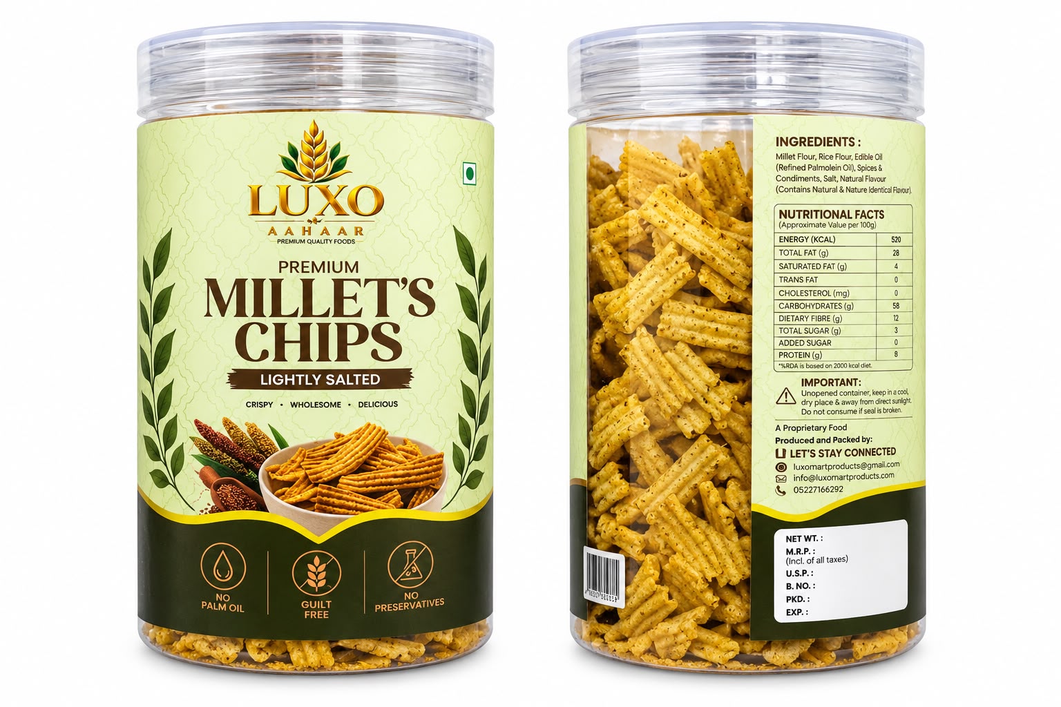 Luxo Aahaar Masala Punch Millet Chips ( 150 GM )