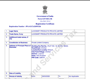 GST REG CERTIFICATE